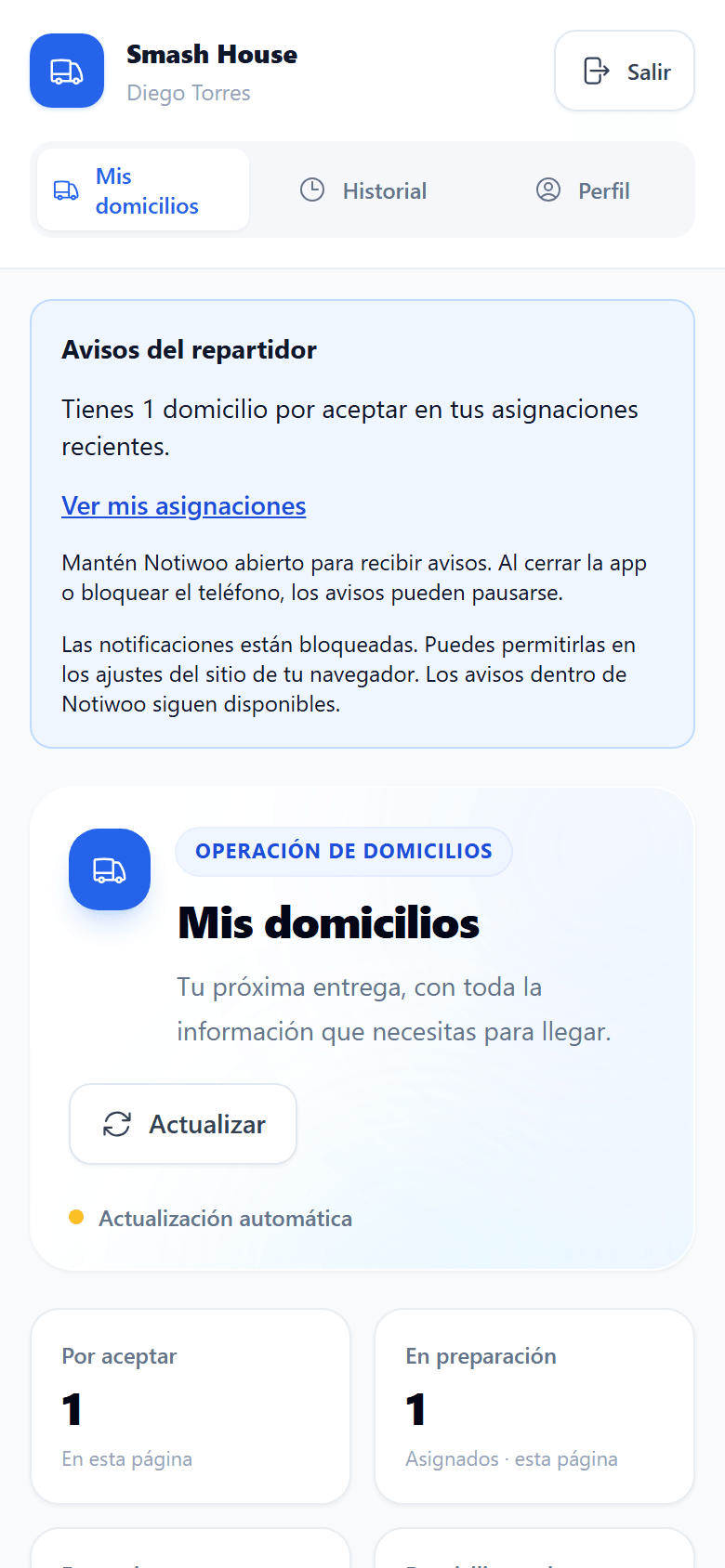 Mis domicilios en un teléfono