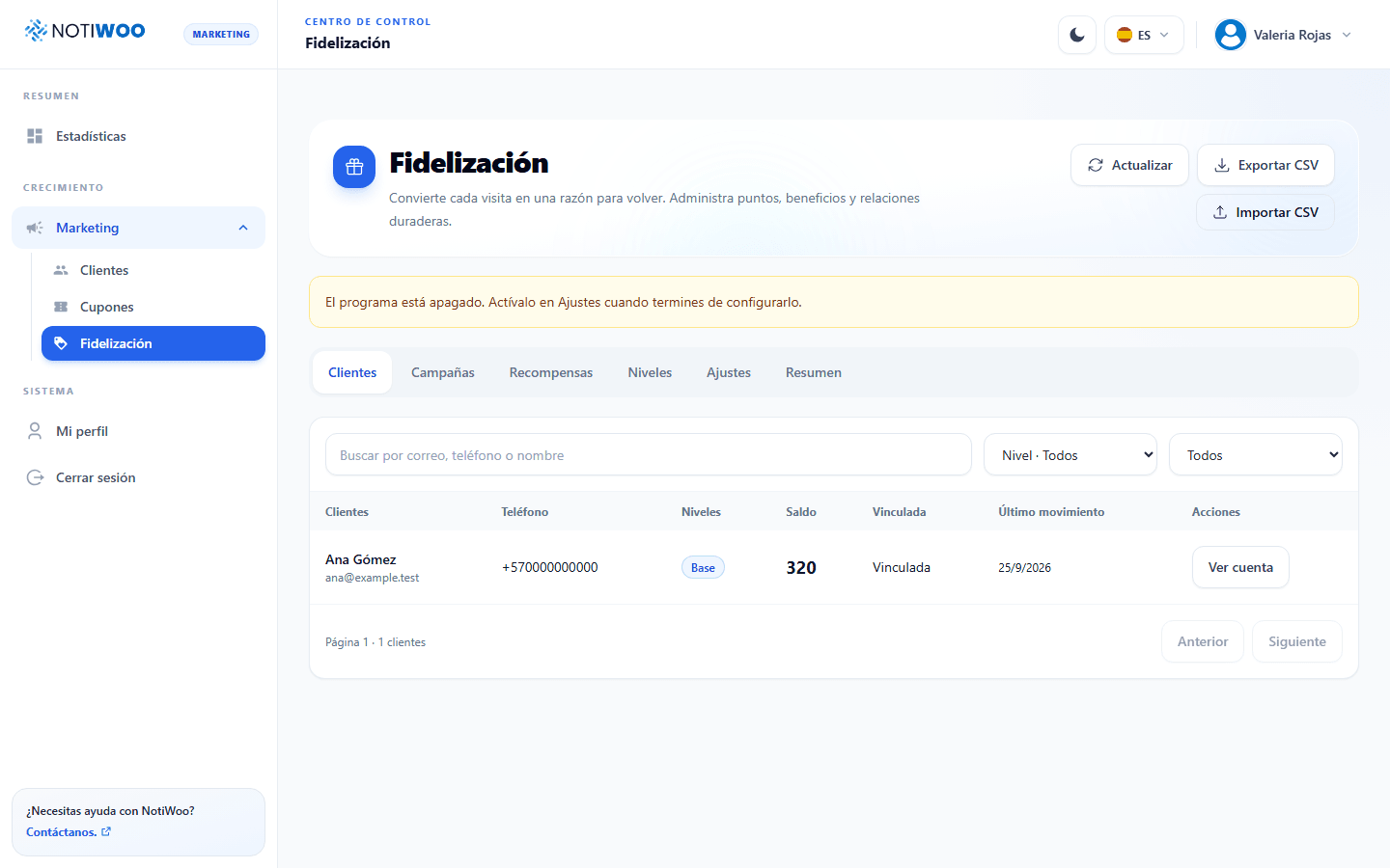 Clientes del programa