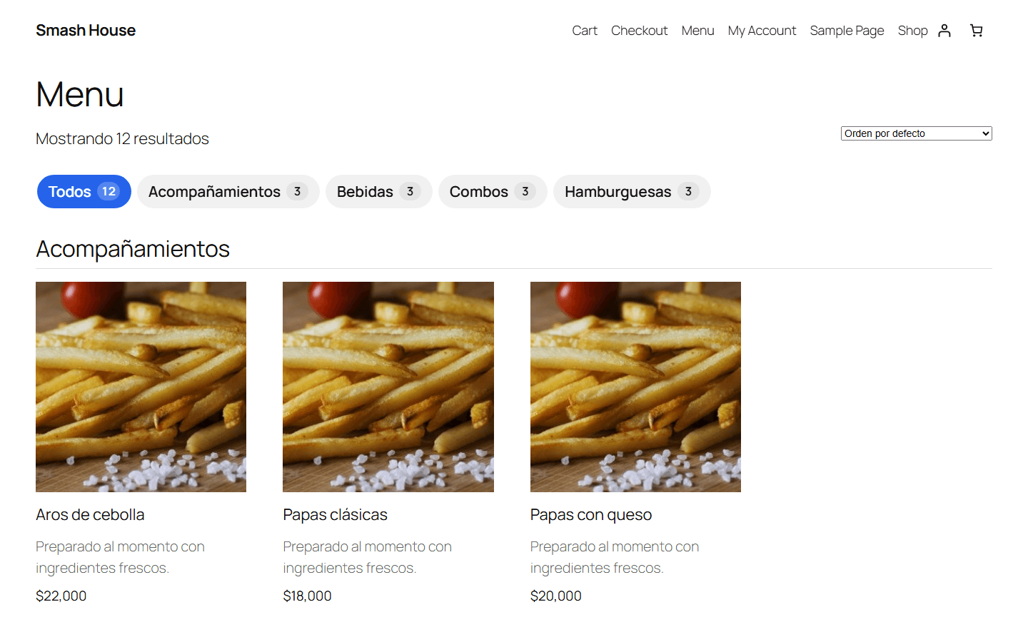 Catálogo de la tienda