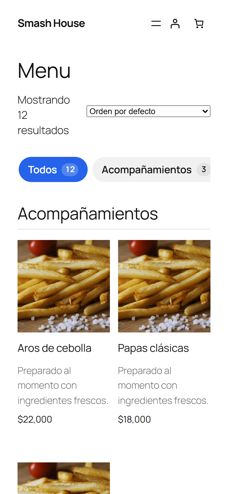 Catálogo en móvil