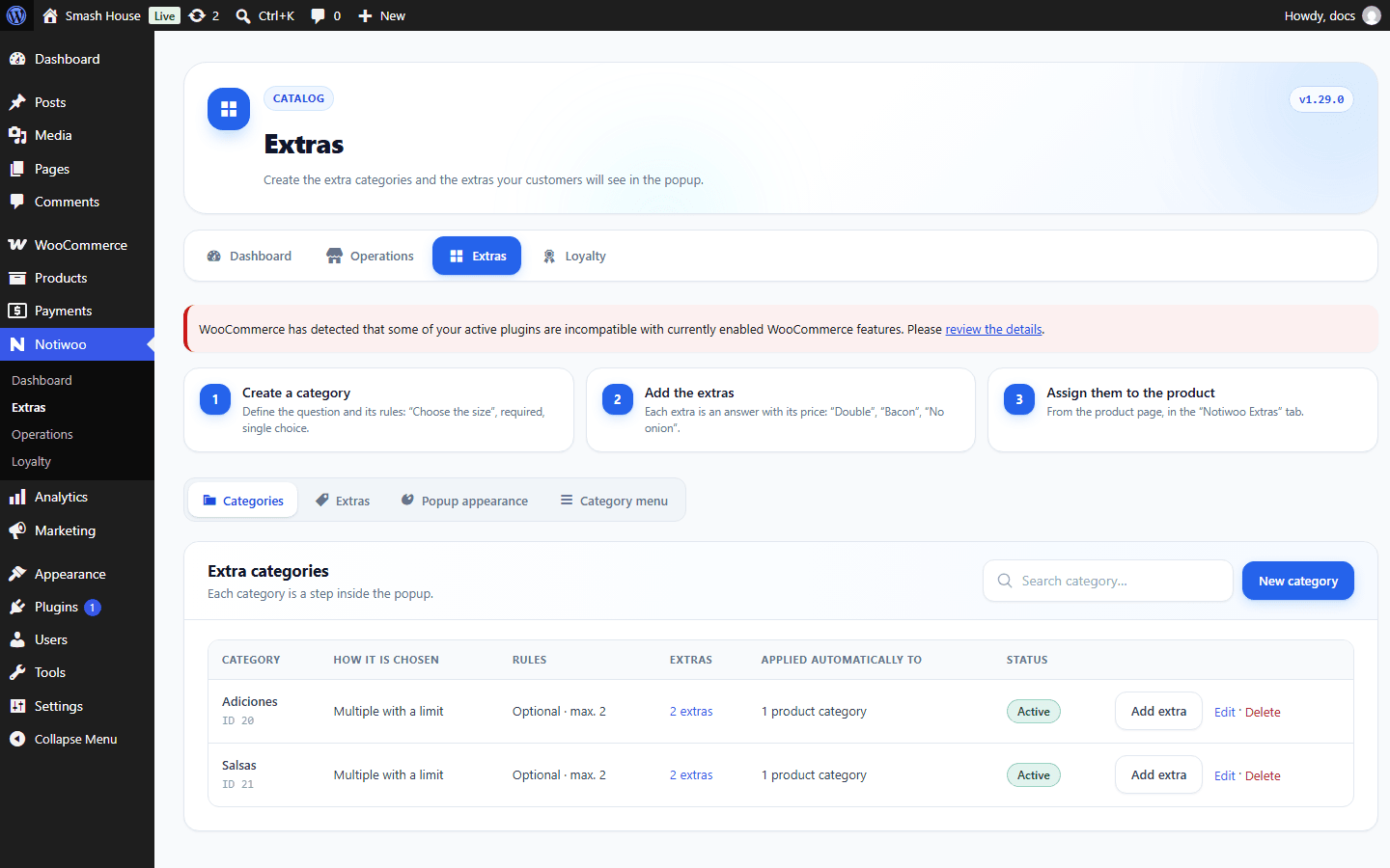 Extra categories
