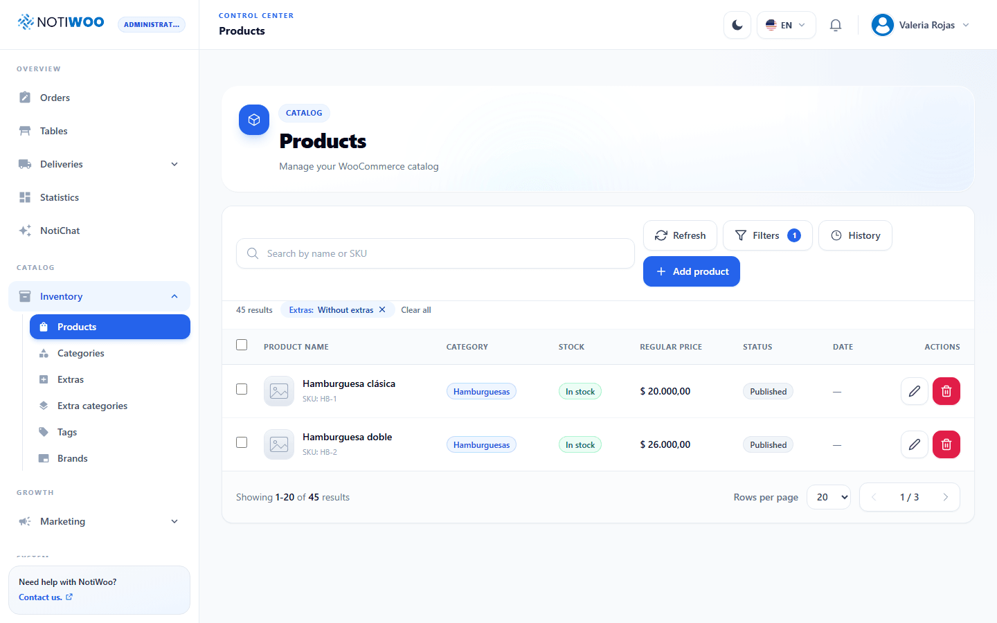 Products with active filters